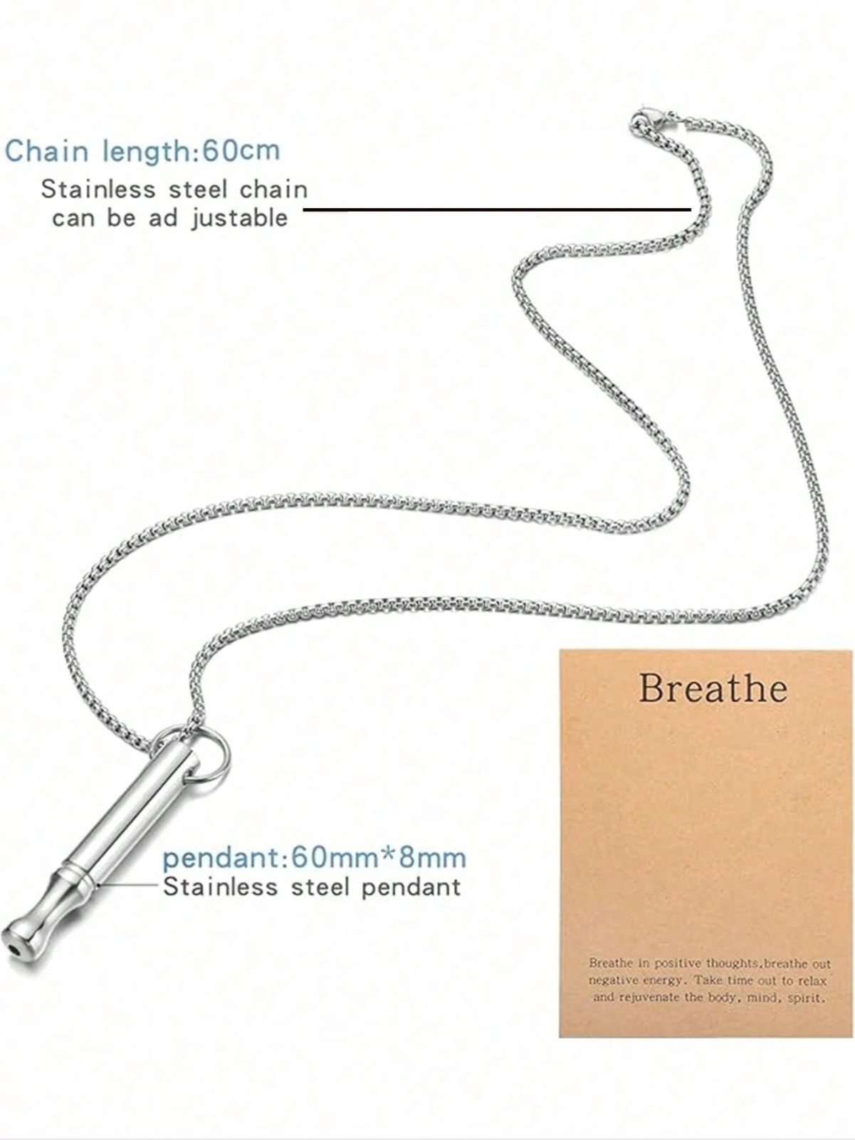 Mindfulness Breathing Necklace Stress Relief Anxiety Breathe Pendant Women Men