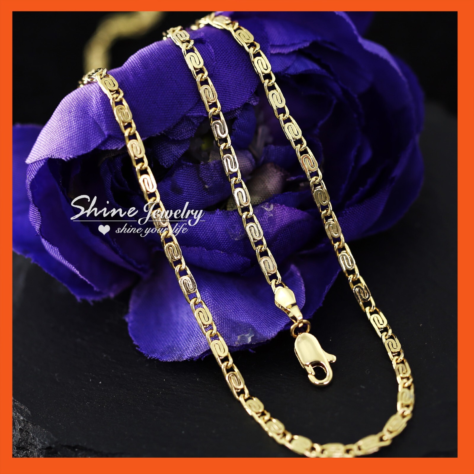 Mens Women’s 9CT SOLID GOLD FILLED 2MM PATTERN ANCHOR LINKS CHAIN NECKLACE 50CM
