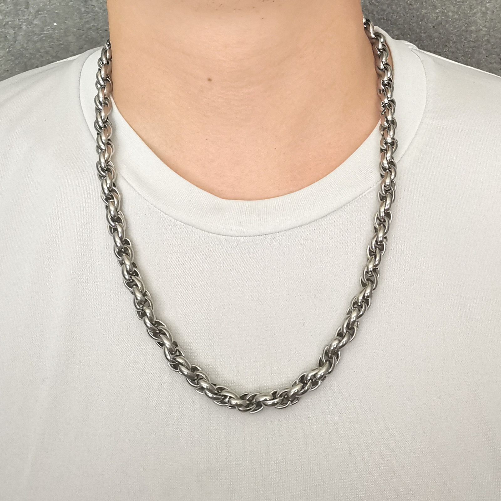 8.5mm 30 inch Stainless Steel Twisted chain Necklace Fashion Boys Mens Jewelry