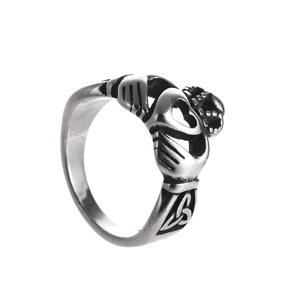 Celtic Claddagh Ring, Irish Heart Promise Anniversary Ring, Stainless Steel H…
