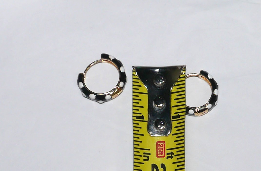 NEW Piper K Black & White Polka Dot Hand Painted Earrings ~0.75″