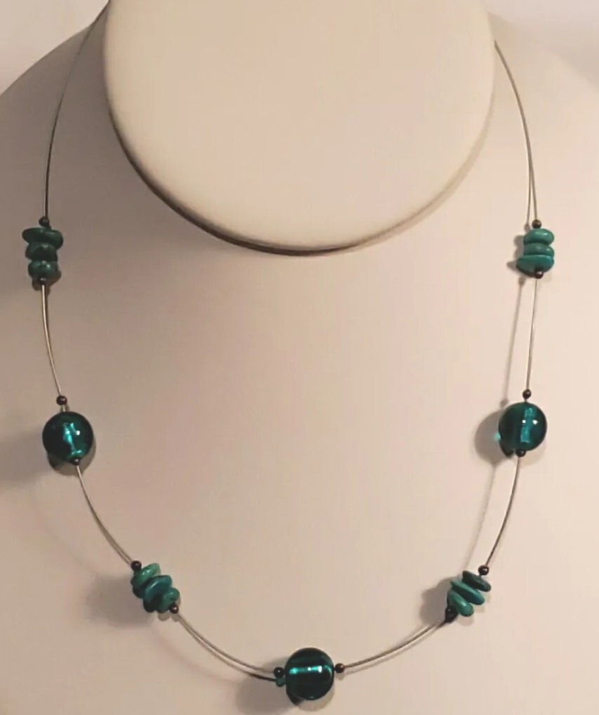 Silpada Rare N2353 Stabilized Turquoise Floating Wire Sterling Silver Necklace