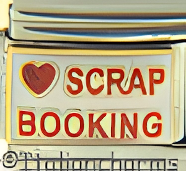 Love Scrap Booking Red Heart White 9mm Italian Charm Bracelet Crafter Hobby Link