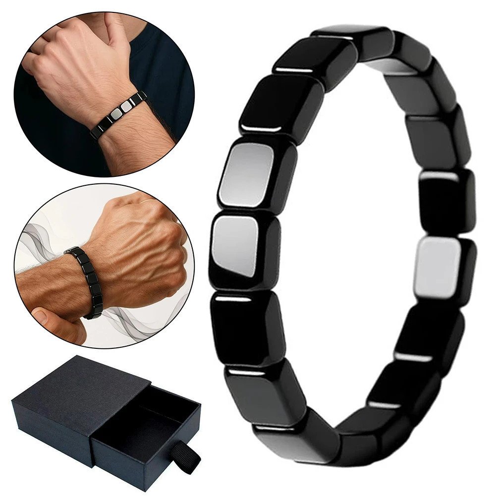 Hemys Hematite Bracelet for Men, 2025 New Hemios bracelet Male Energy Jewelry