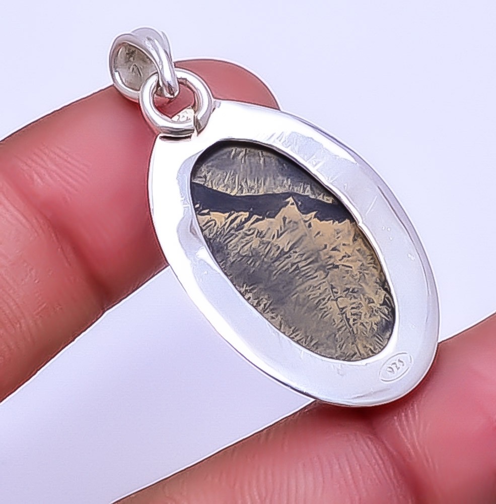 Honey Dendritic Opal – Mexico 925 Sterling Silver Handmade Pendant 1.72″ P5