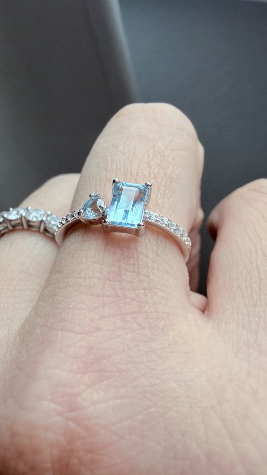 925 sterling silver Sky Blue Topaz Ring 6*4mm