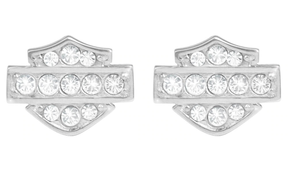 Small Harley-Davidson® Sterling Silver Bling CZ Logo Post Earrings 120 / HDE0282