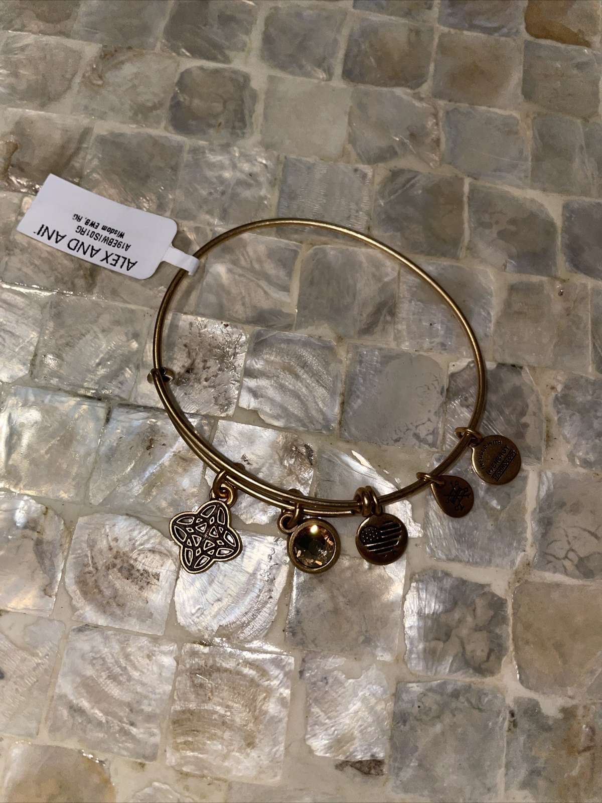Alex and Ani Wisdom Duo Charm Bangle Bracelet – Rafaelian Gold Finish NWT