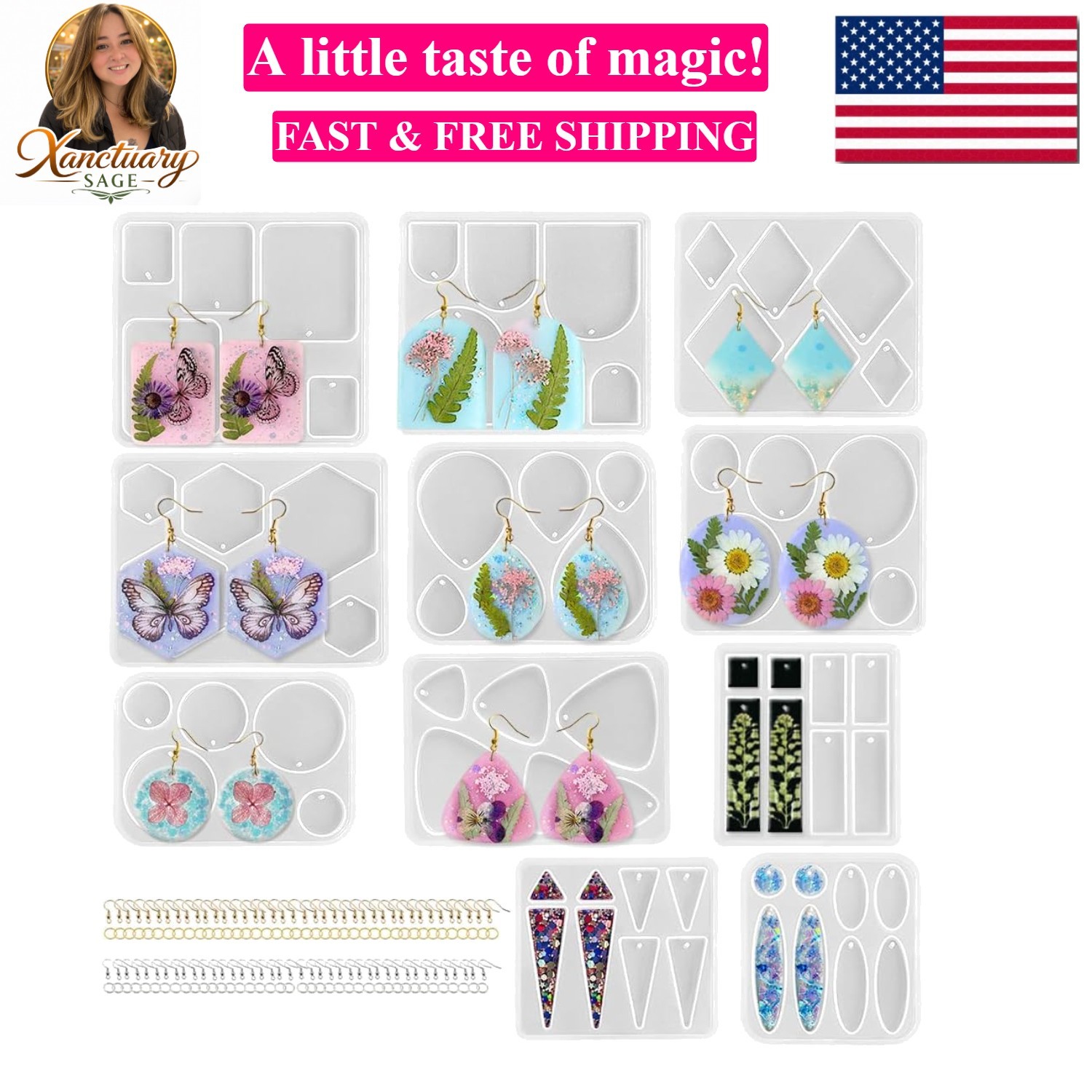 Earrings Molds with Varieties of Shapes and Sizes, 171Pcs Resin Jewelry Makin…