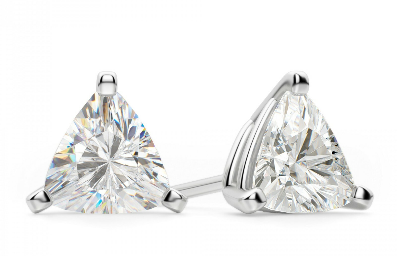 925 Sterling Silver Triangle Men’s Women’s Cz Stud ,Triangle Earring Studs