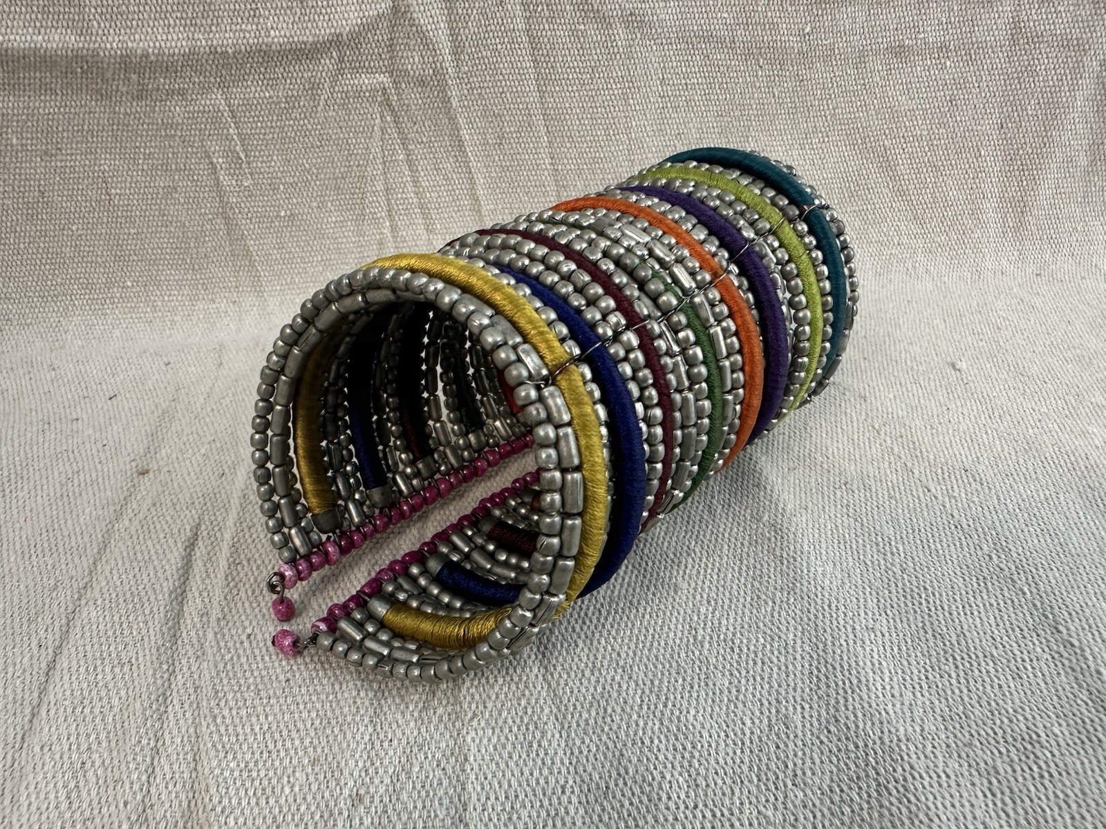 Bohemian Beaded Cuff Bangle ~ 5” Multicolor Bracelet