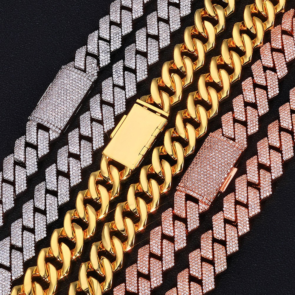 15mm Hip Hop Miami Cuban Chain Necklace Bracelet Jewelry Set 18k Gold Plated