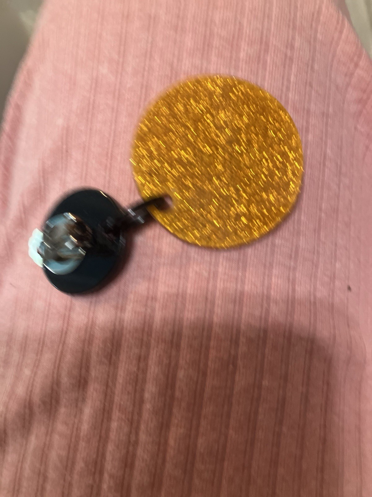 1 earring Clip Marion Godart Paris Encased Golden Glitter Chandelier