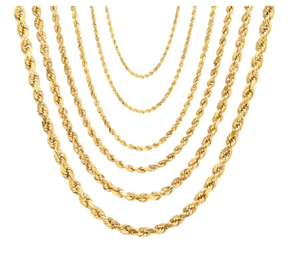 Unisex 18K Yellow Gold Filled Tarnish-Free Italian Rope Chain Necklace 16″ – 32″