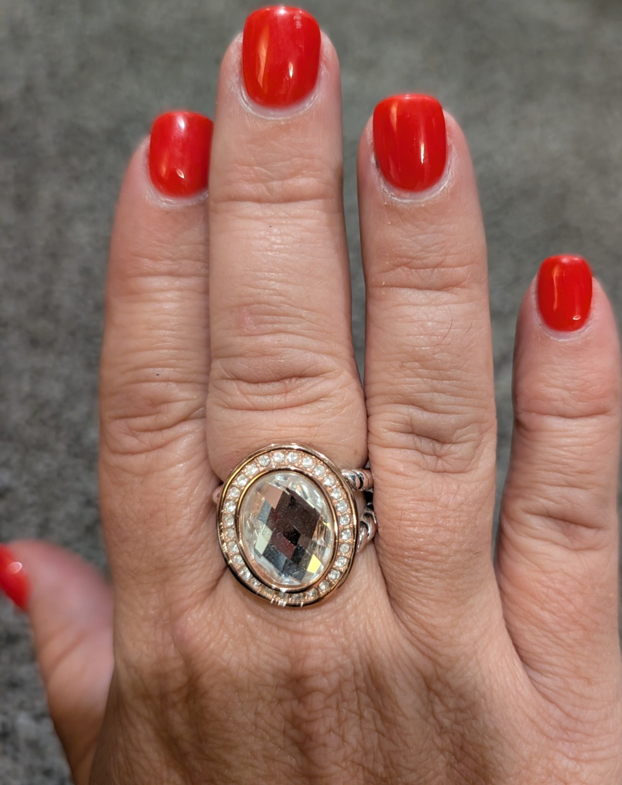 Bold And Beautiful Fashion ring Size 10 Silver With Rose Gold Accents