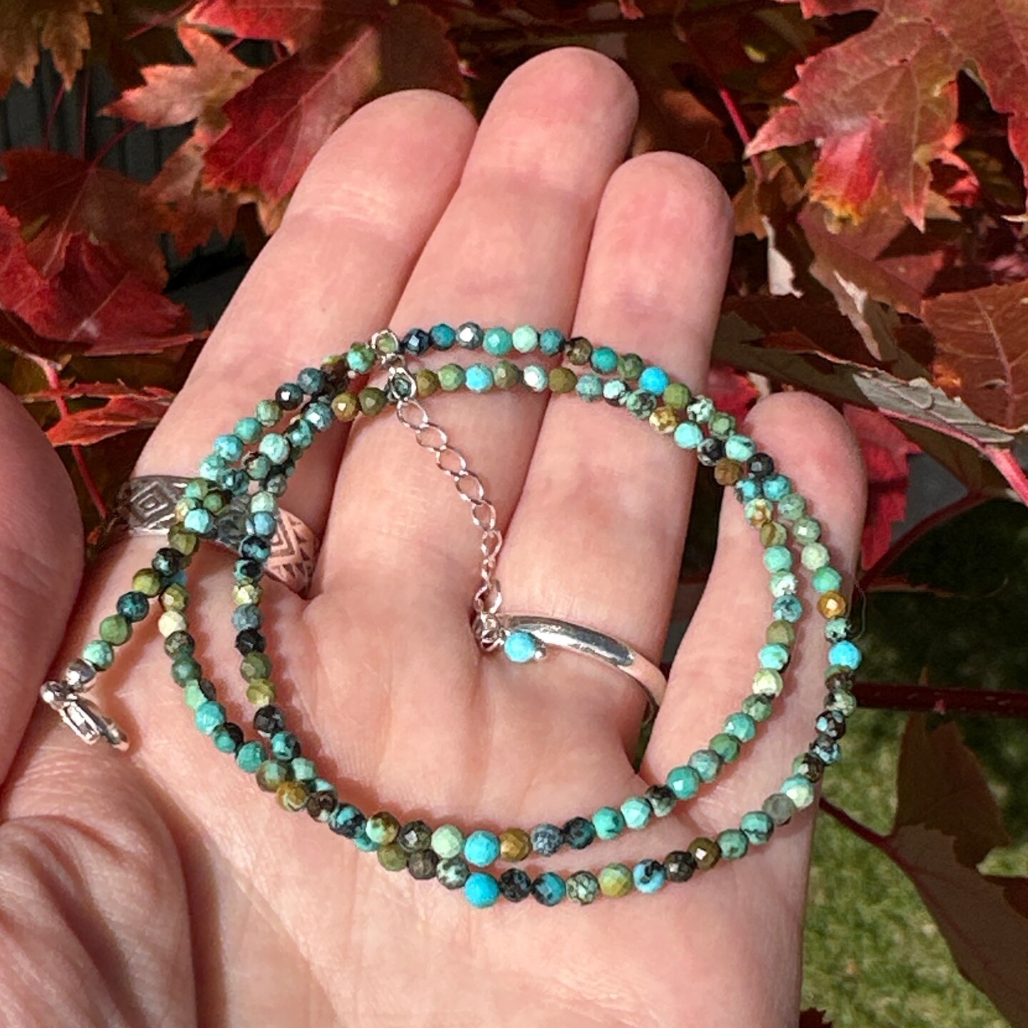 Genuine Turquoise Choker Necklace Healing Waterproof Layering Women Neck Jewelry