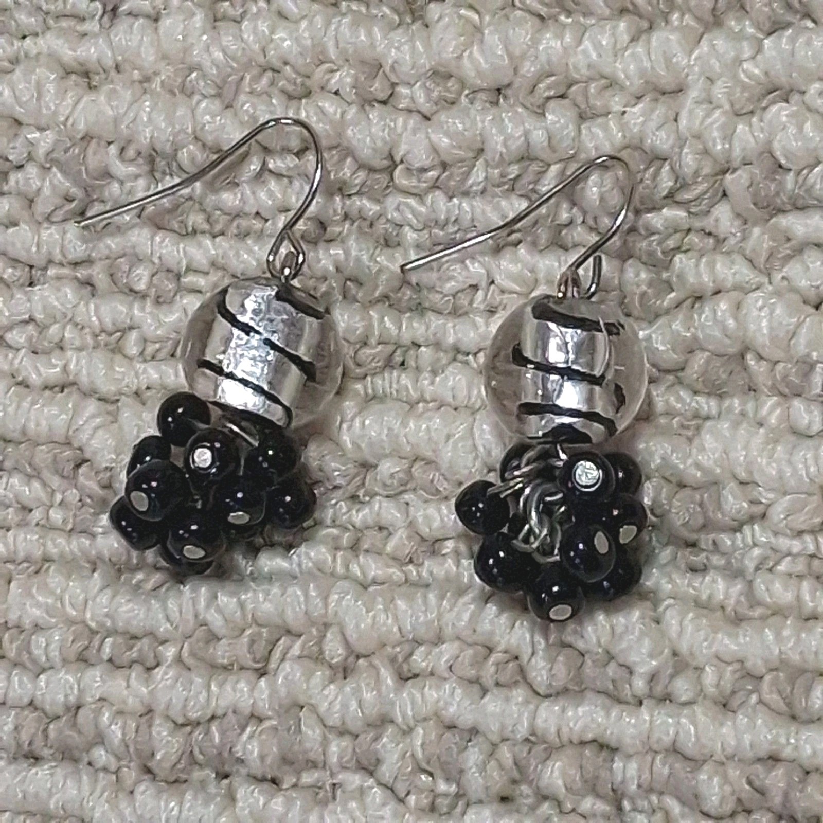 Onyx Lucite Sphere Tiered Statement Pierced Jewelry Women Stylish Retro Earrings