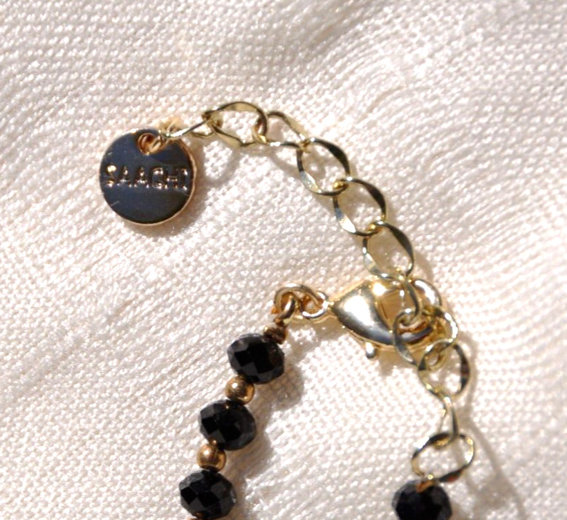 ELEGANT SAACHI BEADED NECKLACE, BLACK, WHITE, GREY, CRYSTAL GLASS, 31-34 INCHES