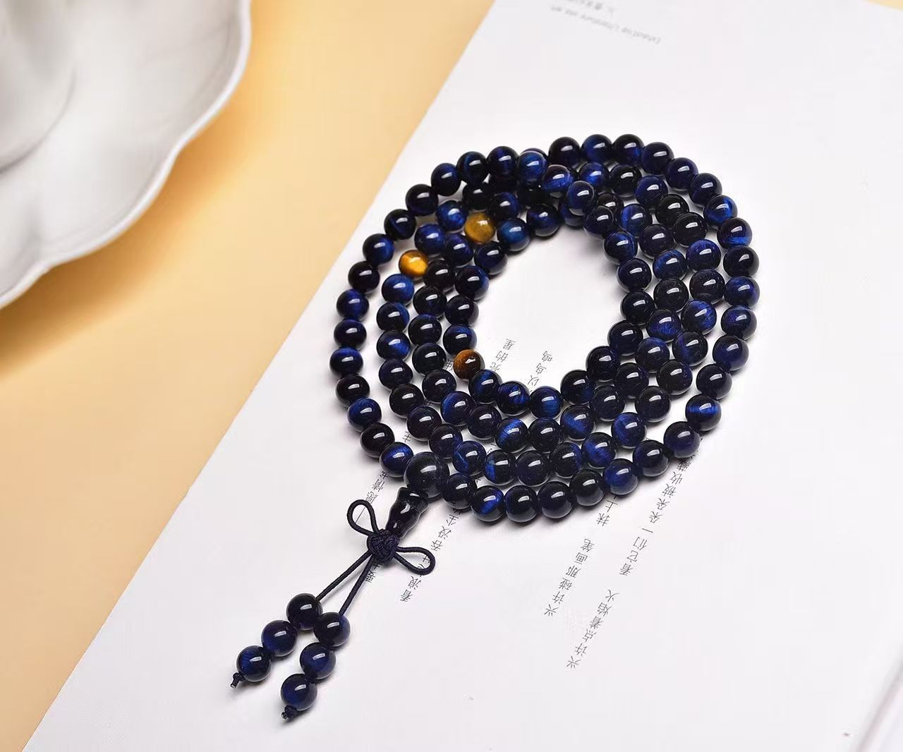 Natural blue Tiger’s Eye Gems 108 Round Beads Bracelet 6mm AAAAA