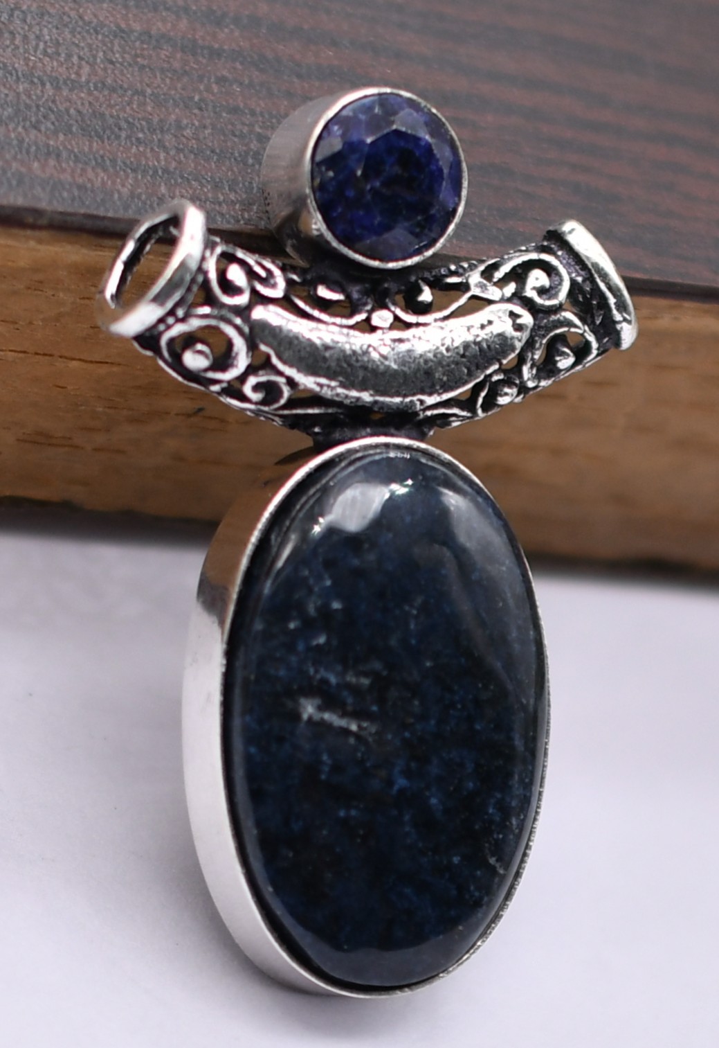 Blue Petersite & Other Natural Gemstone Pendant Jewelry 1.5″ J 1679