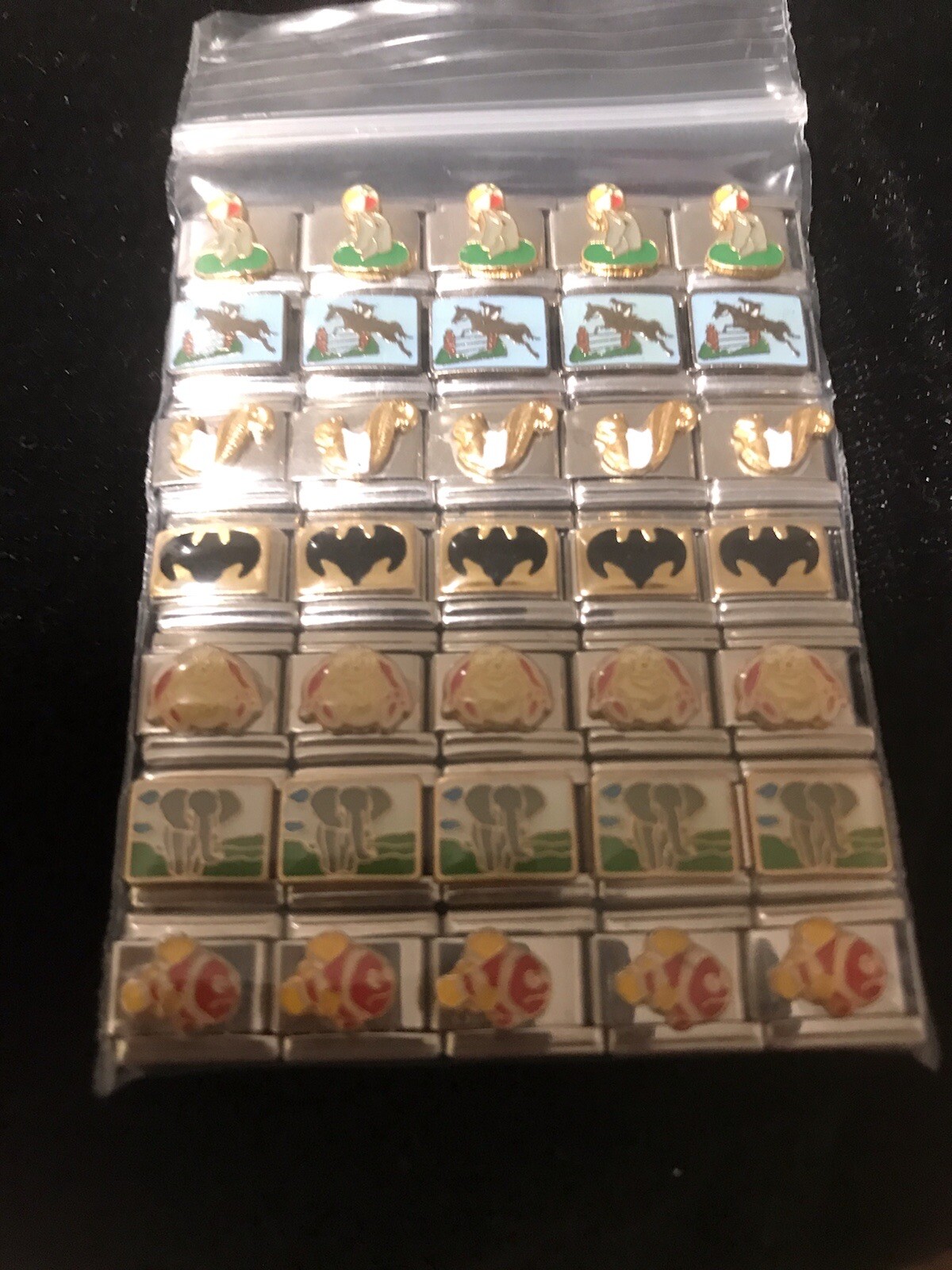 Italian charms mixed wholesale lot 35 pieces enamel Laser links 9mm K0018 Animal