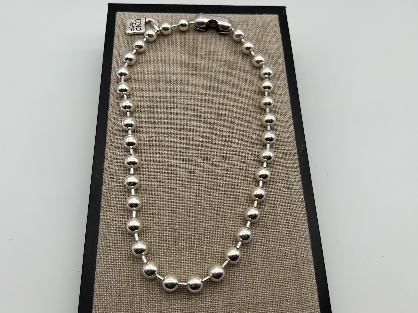 NEW Uno de 50 SNOWFLAKE Necklace Sterling Silver Plated Beaded Ball Chain