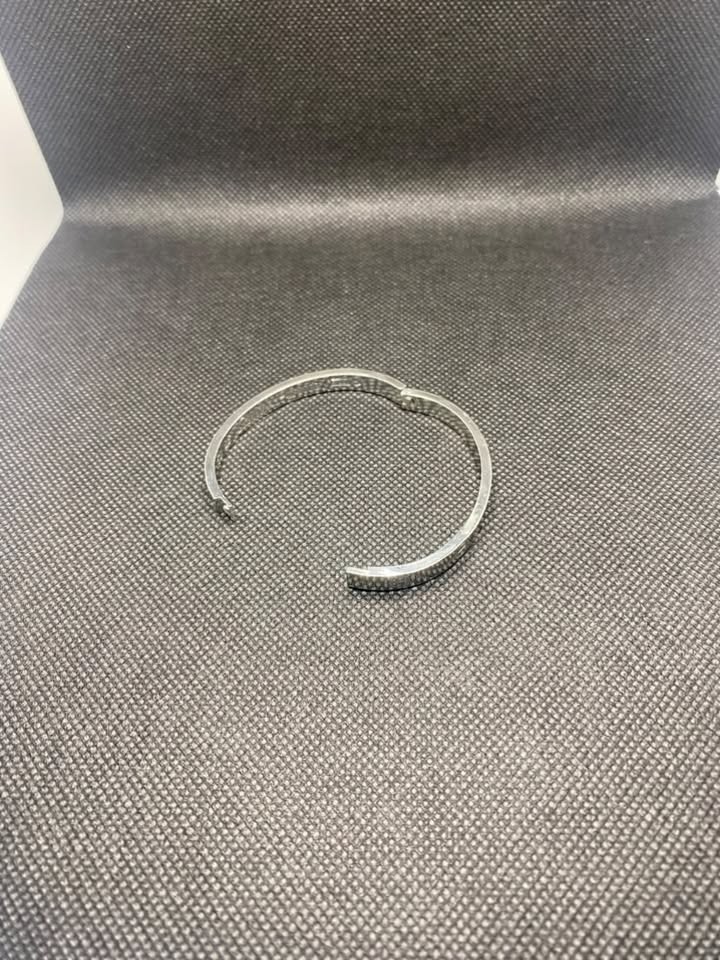 Silver Screw Bangle Bracelet Oval Hinged Cuff Unisex Fashion Jewelry Size 20cm