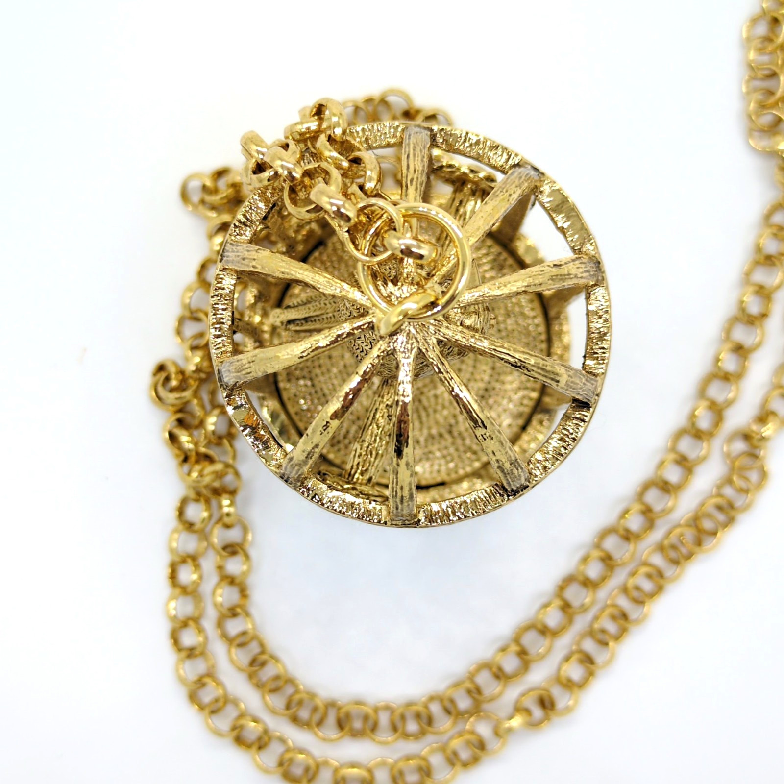 Rara Avis Iris Apfel Birdcage Statement Necklace Gold Tone 36 in Chain Signed