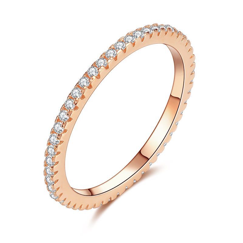 Concise Black Rings-925 Sterling Silver Ring Zircon Stone Wedding Bands Jewelry