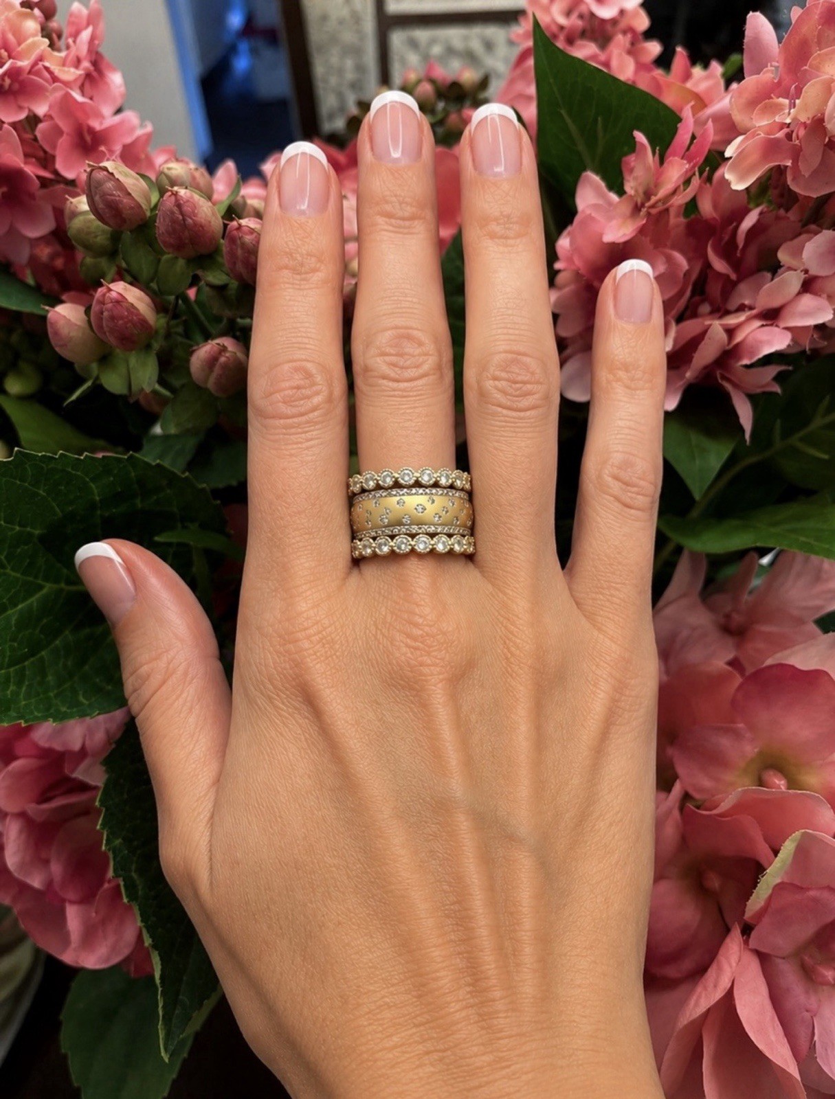 Freida Rothman (2) 925 Sterling Silver 14k Gold Bezel-Set CZStacking Rings