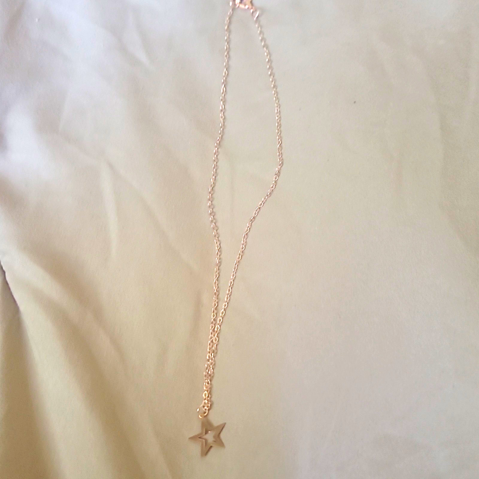 Gold Tone Star Charm Pendant Necklace, Cable Chain, Stars & Sky Theme