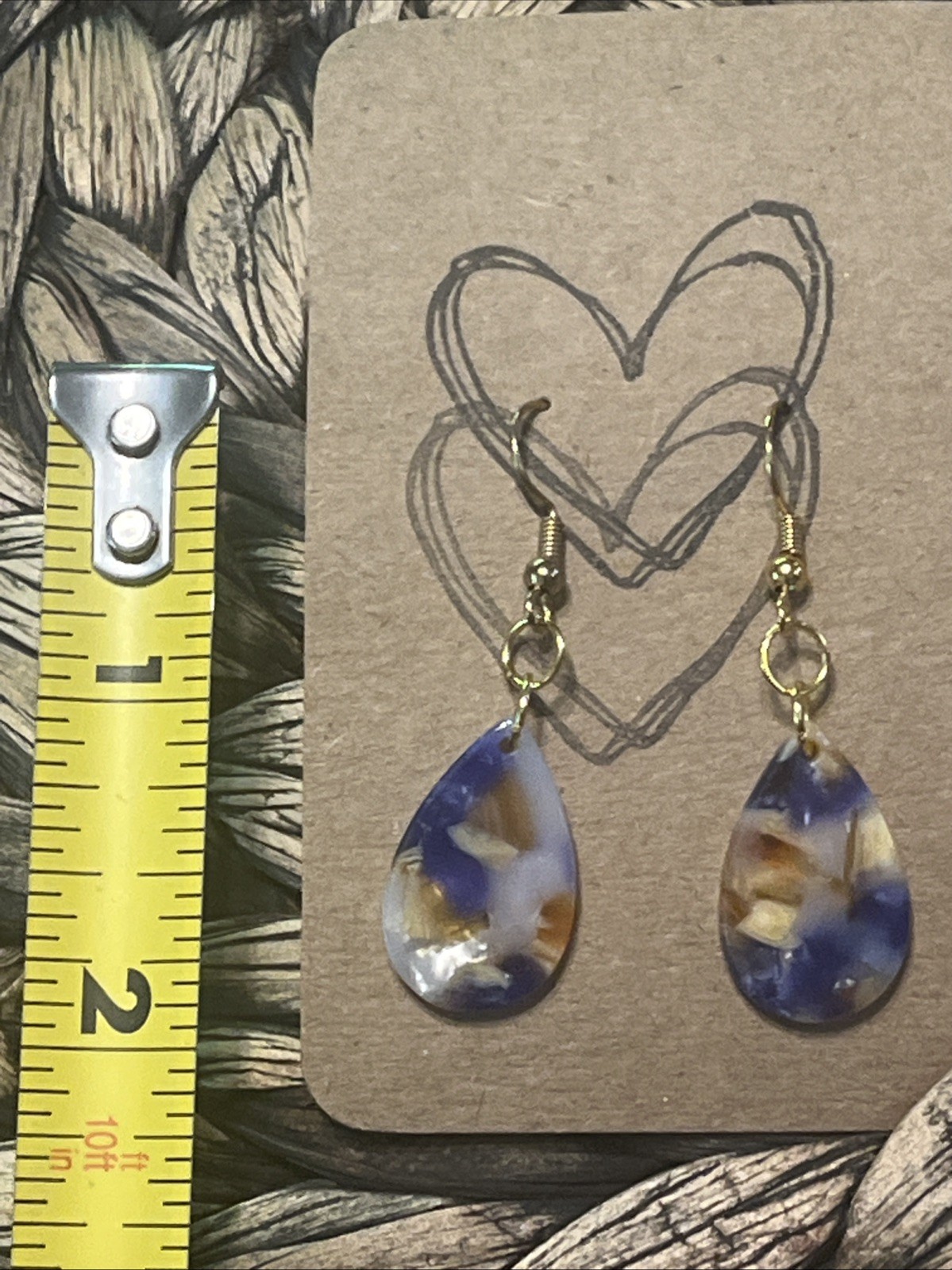 Purple, Yellow, & White Teardrop Earrings