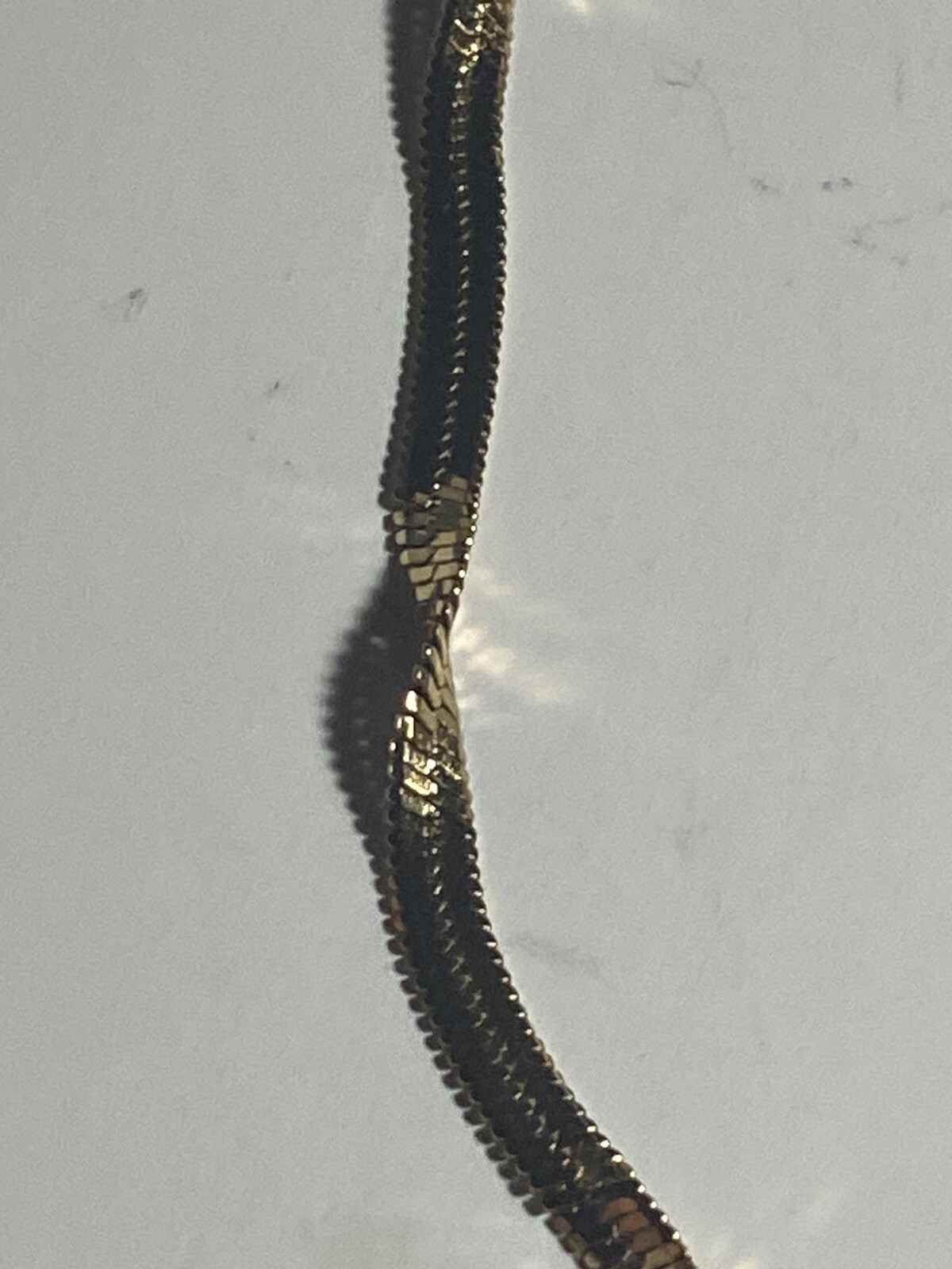 Gold Tone Twisted Herringbone Chain Necklace 17” Adjustable Choker