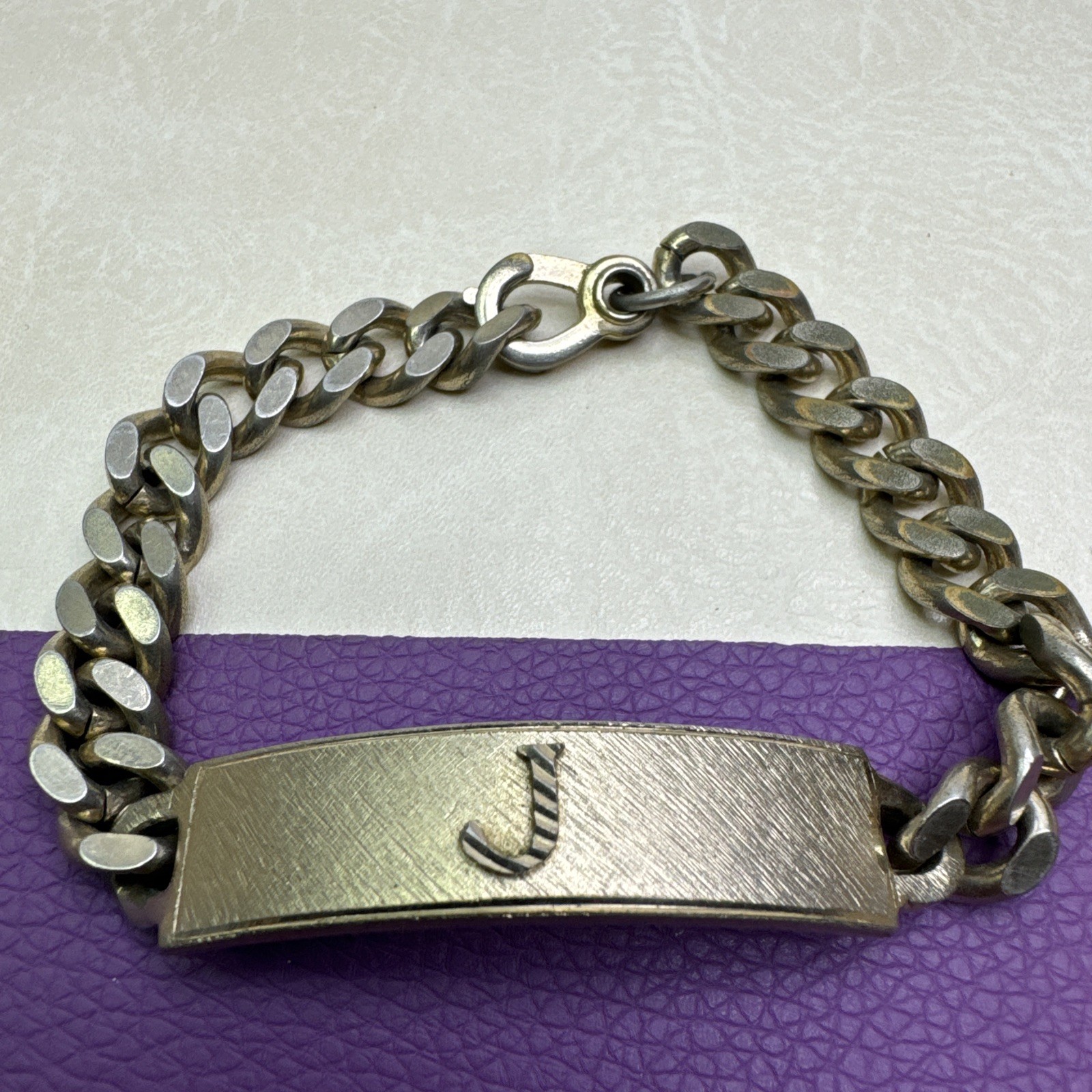 Shields ID Bracelet “J” Shield and Chain Double Lobster Claw