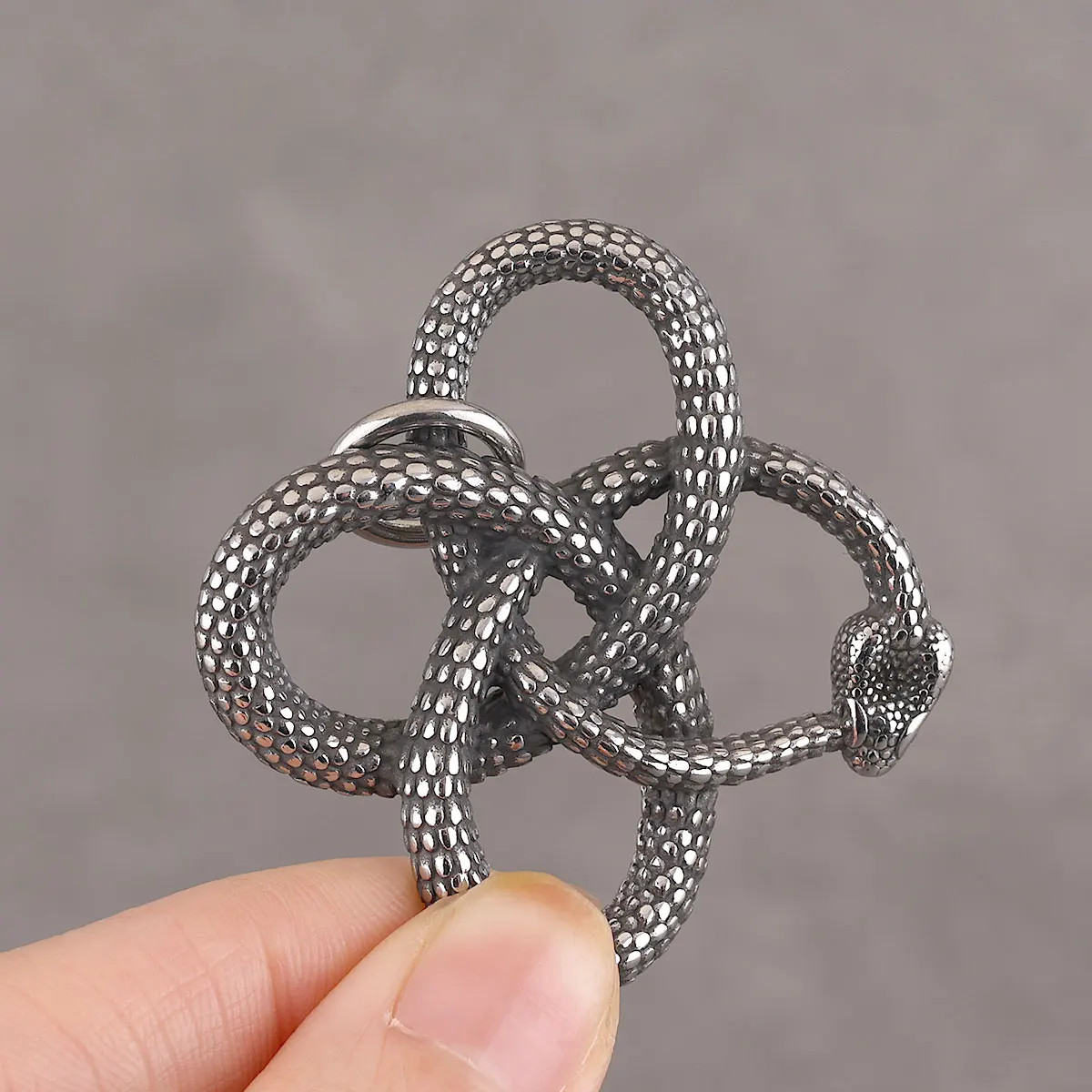 Stainless Steel Animal Snake Pendant Men Women Gothic Punk Hip Hop Handmade