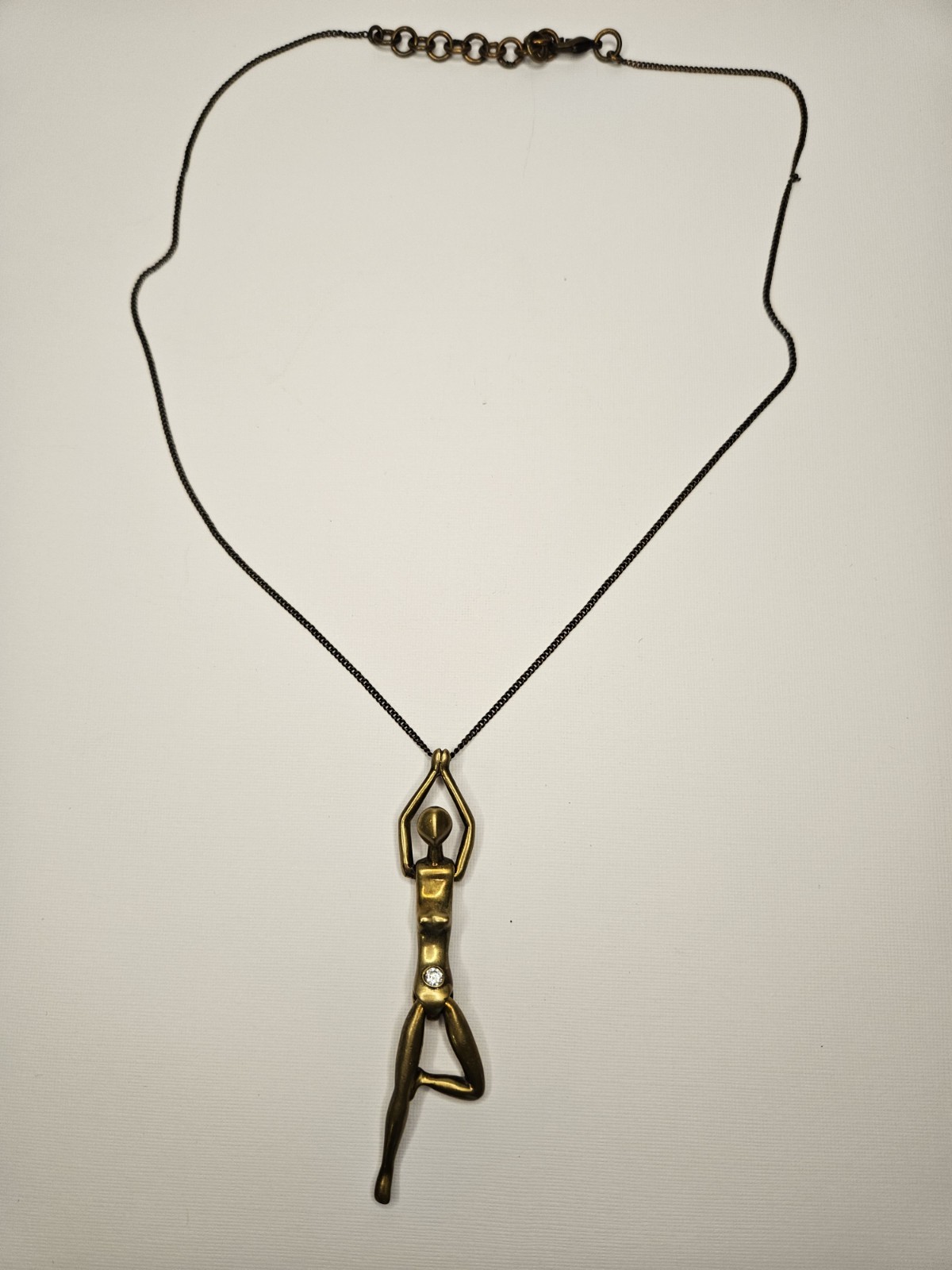 BISJOUX Gold Tone Yoga Charm Pendant Necklace