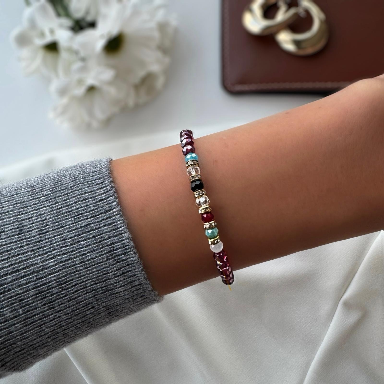 Multicolor Beaded Handmade Bracelet – Mixed Glass & Metal Beads Fashion Jeweller