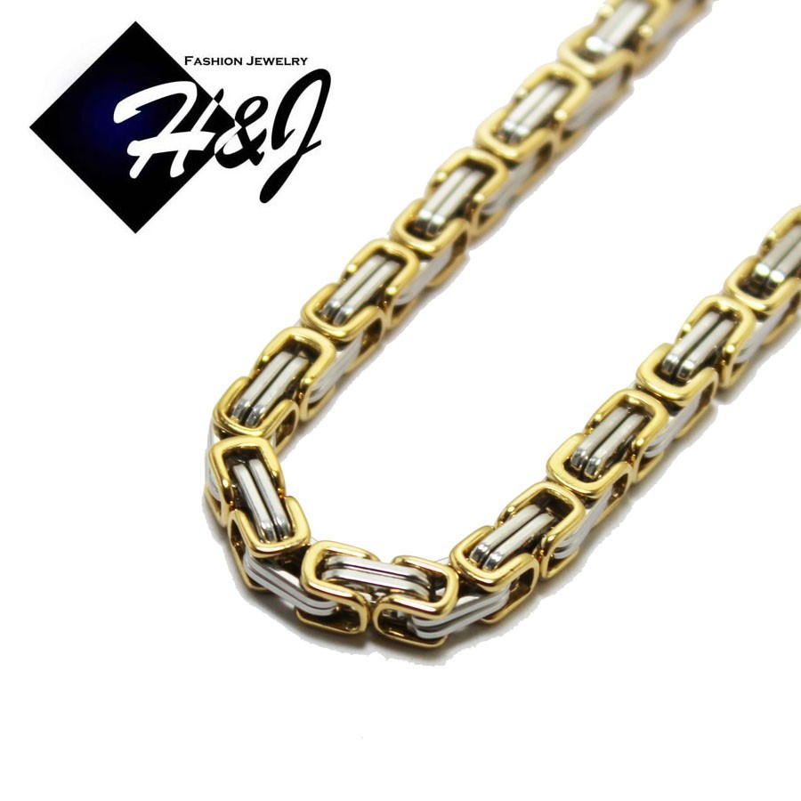 24″MEN Stainless Steel 4mm Silver/Gold Plated Box Link Chain CZ Cross Pendant*S7