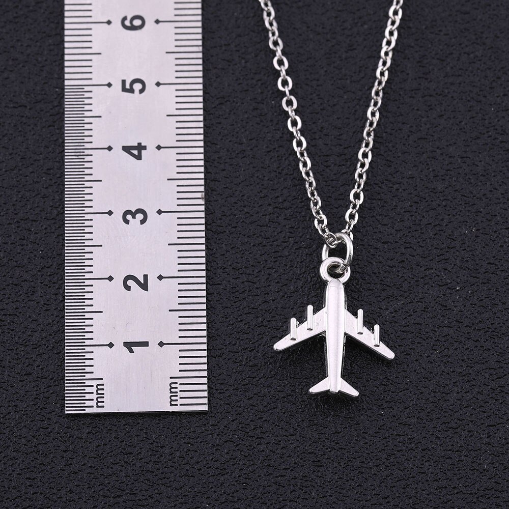 Simple Silver Color Aircraft Jewelry Sets Female Airplane Necklace & Earrings