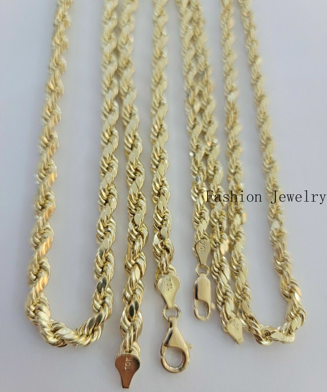10k Yellow Gold Rope Chain Necklace 18″-30″ Men Women 4mm-10mm Real Gold Sale