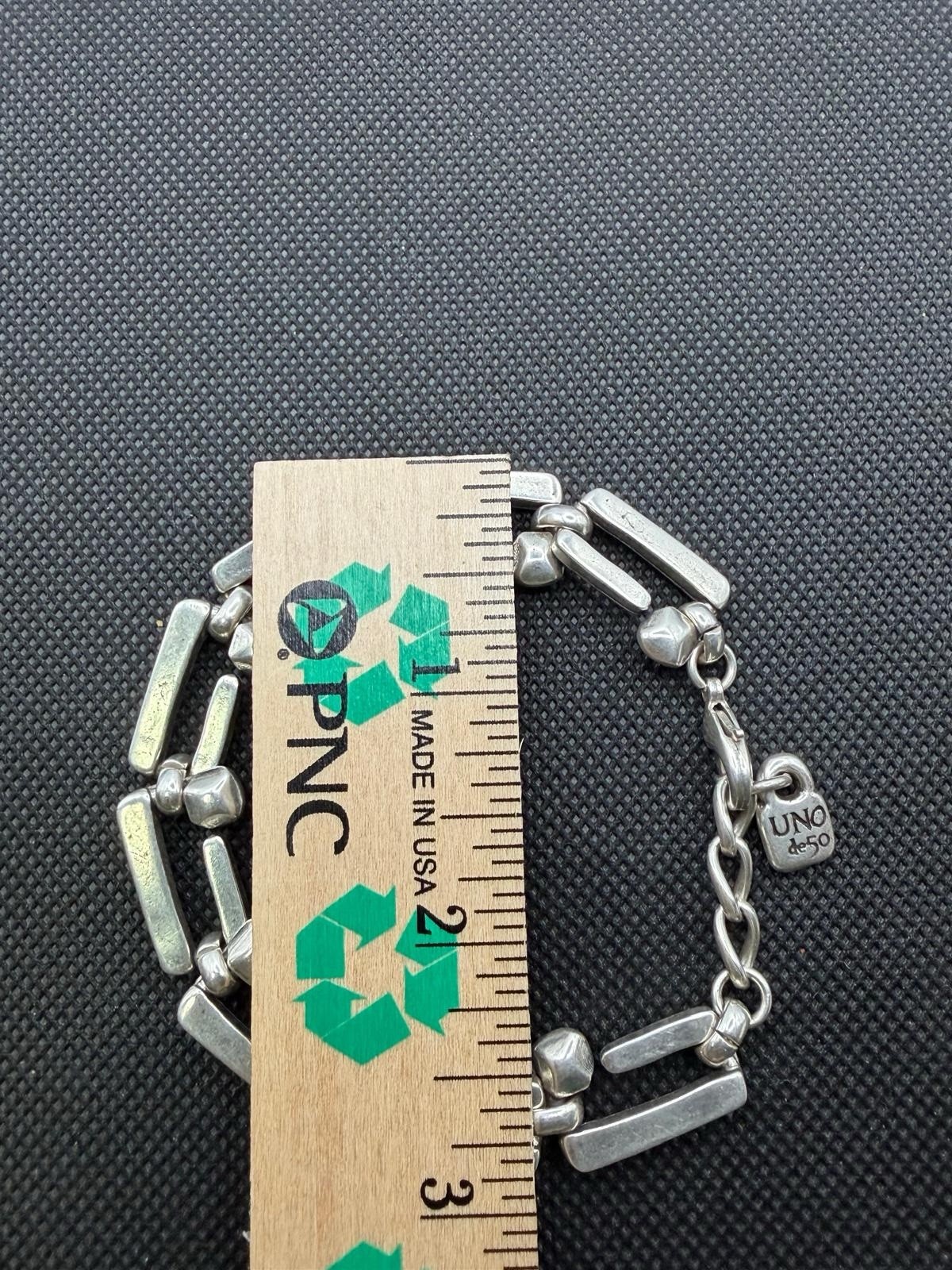 Uno de 50 ROOTS Silver Plated Bracelet Square Links Chain Medium