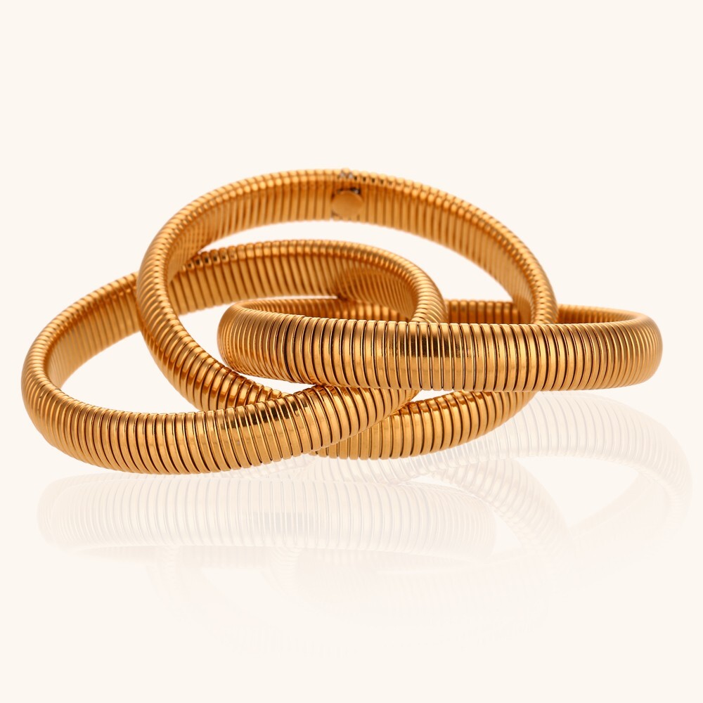 Three-Layer Winding Elastic Chain Gold/Silver Color Stainless Steel Bracelet
