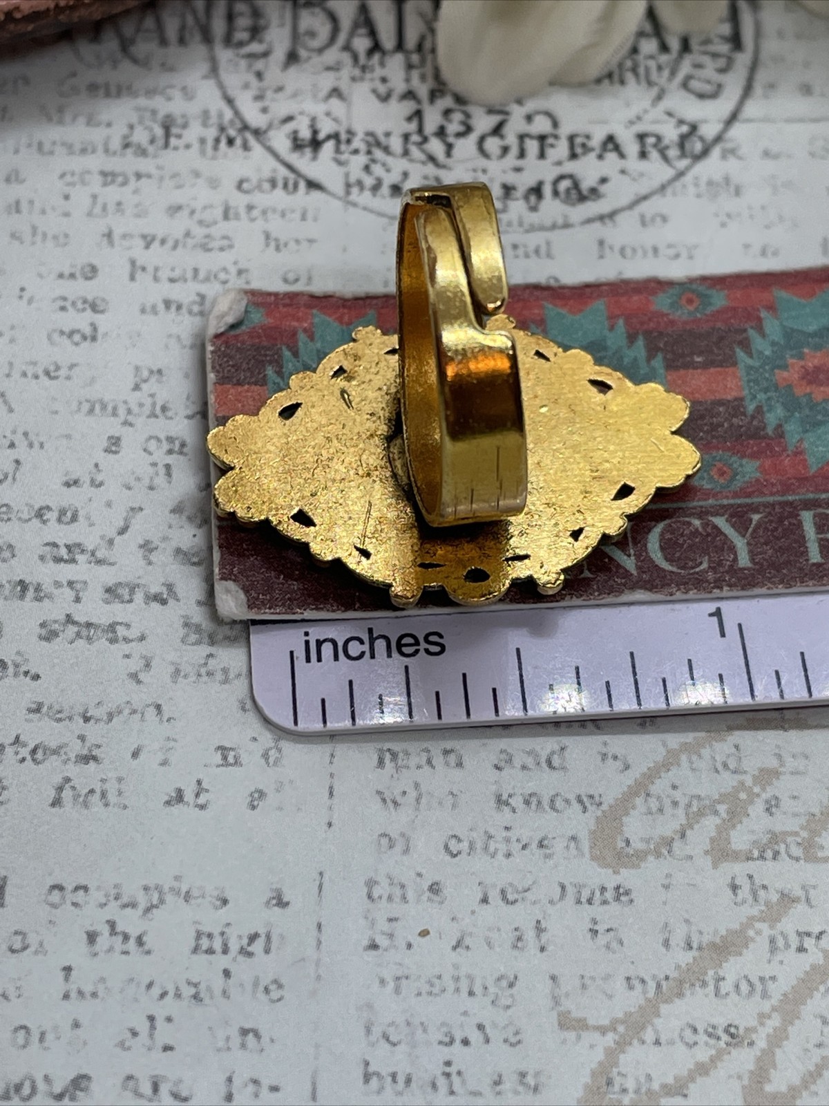 gold Dragonfly Blue White Cameo Nature Renaissance Gift Ring Adjustable Festival