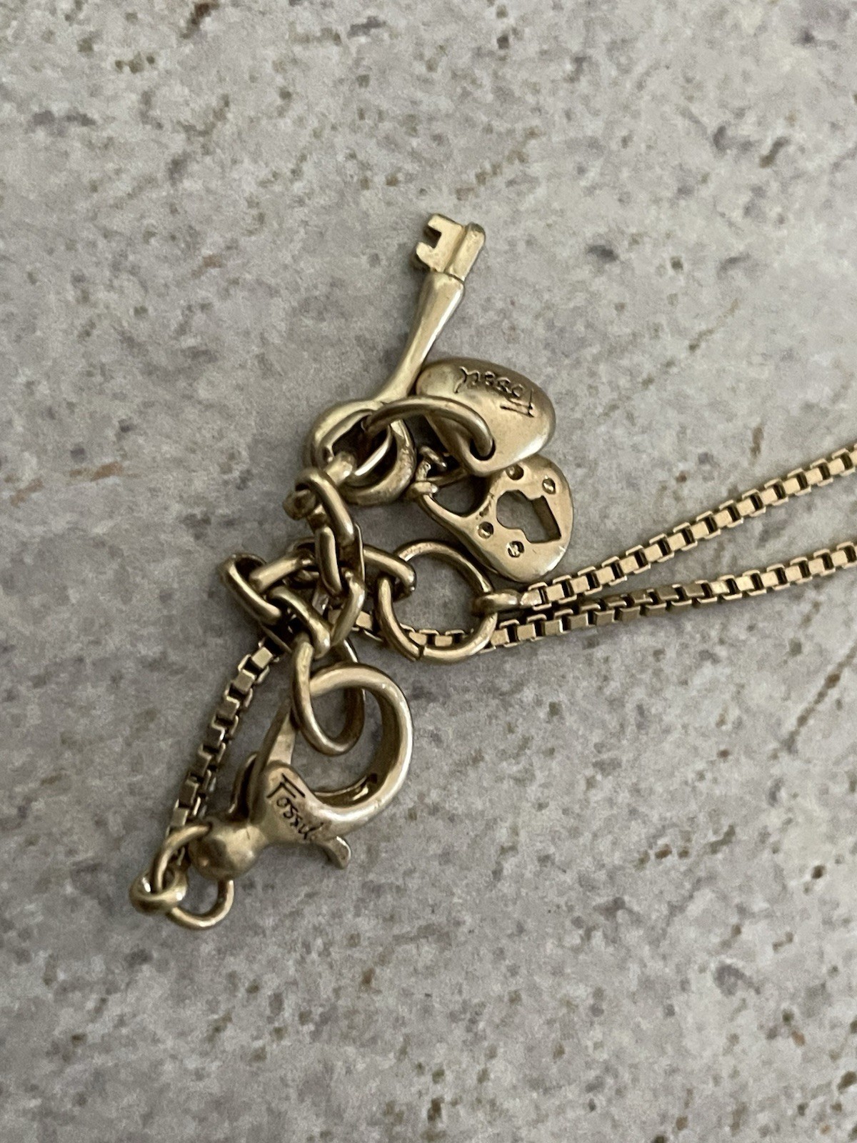 Fossil Rhinestone Ball Pendant Necklace Champagne Crystal Box Chain 19″