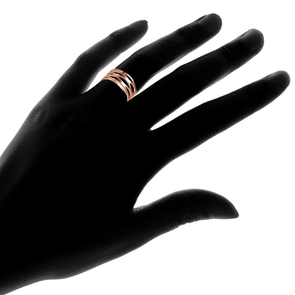 Rose Gold Flashed Sterling Silver High Polished Multi Wrap Band Ring, Size 8