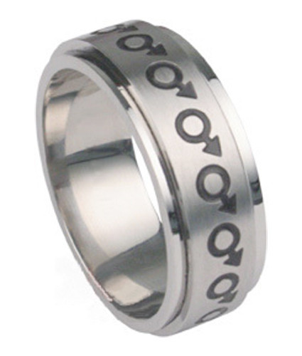 Pride Shack – Mars / Male Symbol Spinner Ring – Men’s Gay Pride Steel Ring