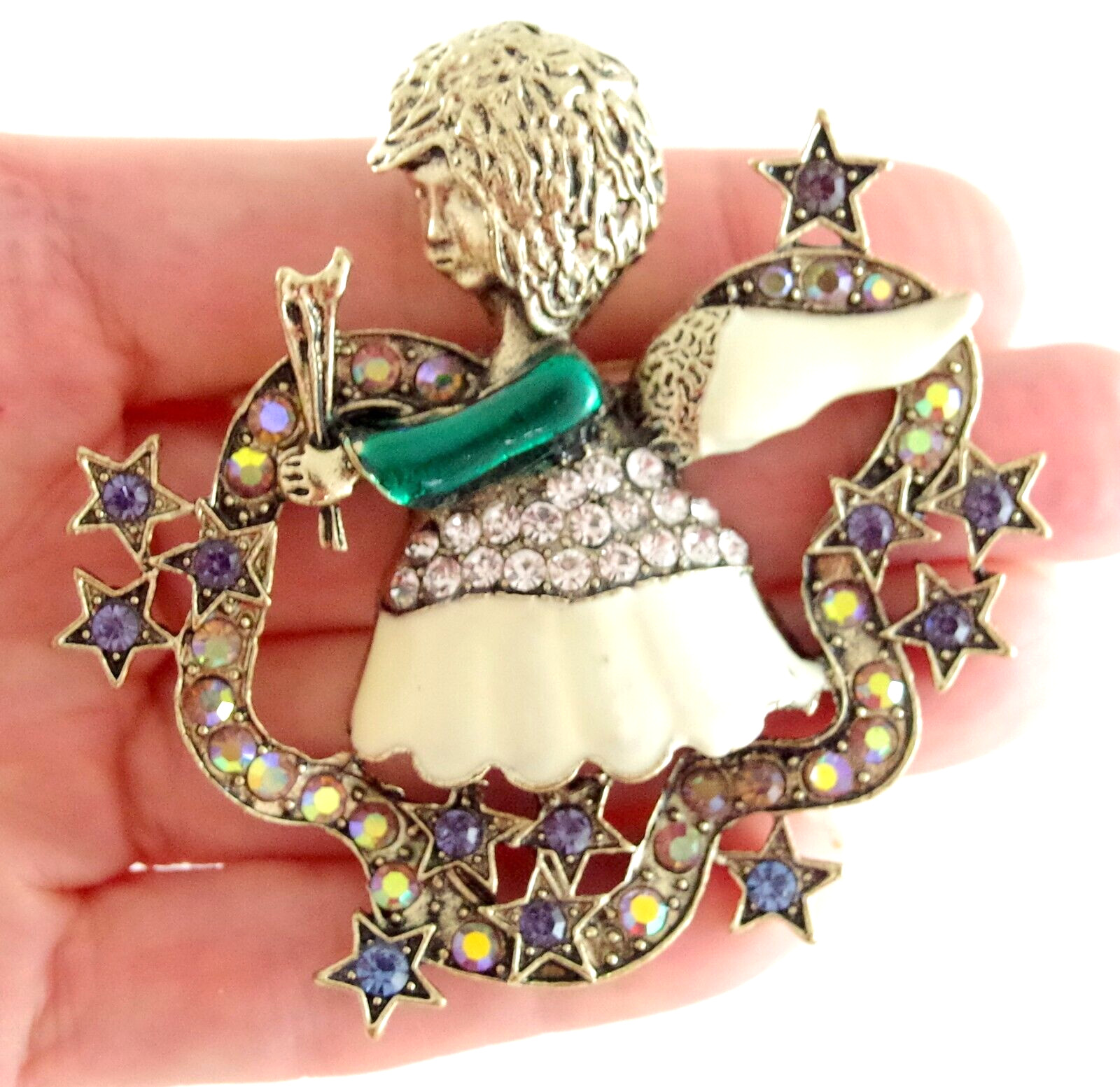 BIG 2.5″ DESIGNER STYLE VIRGO ZODIAC HOROSCOPE MAIDEN WHEAT BROOCH PENDANT COMBO