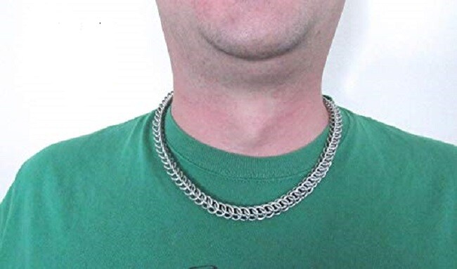 Aluminum Chain mail Neck Piece Silver Color for Adults – Handmade intimate gift