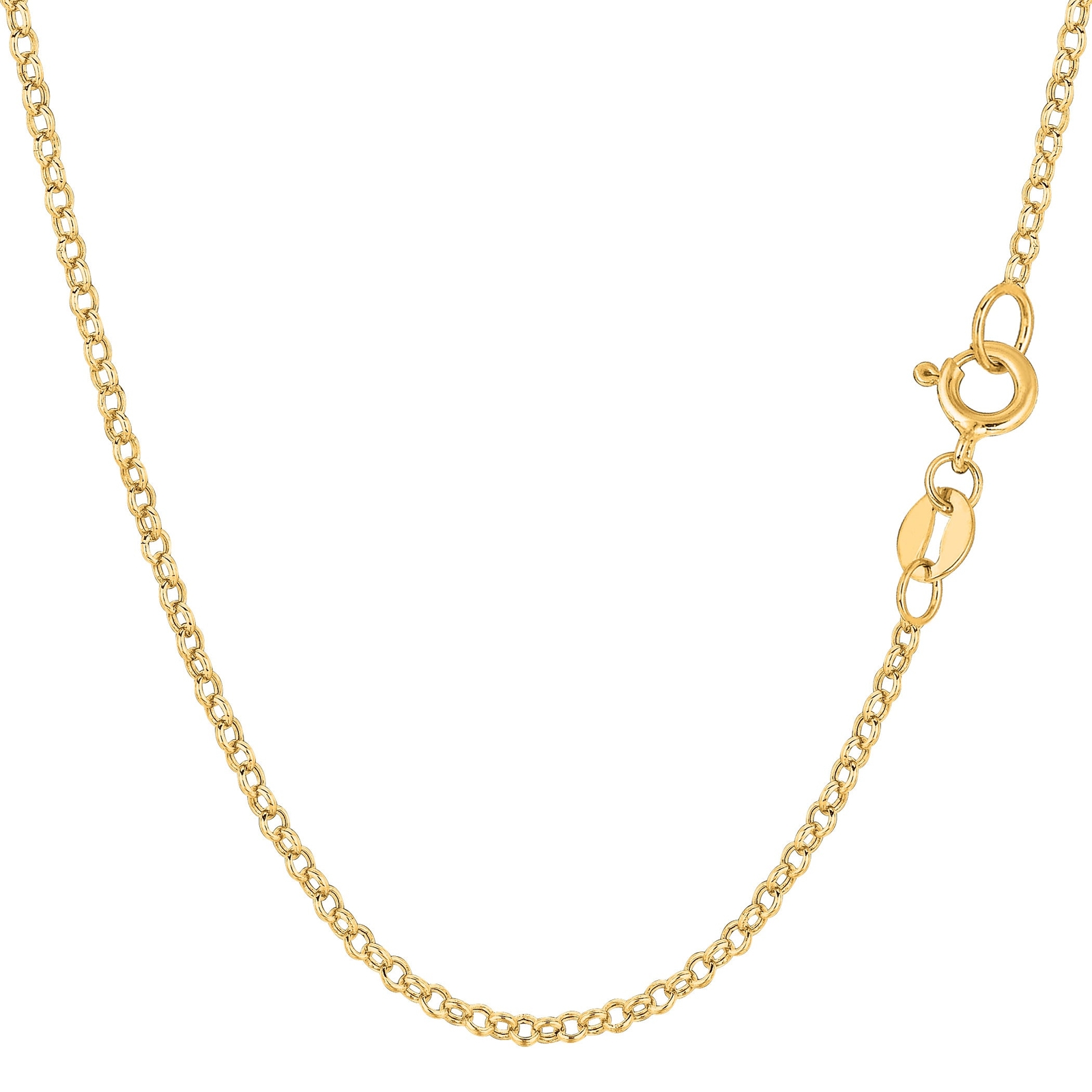 14k Yellow Real Gold Round Rolo Link Chain Necklace, 1.85mm, 16″