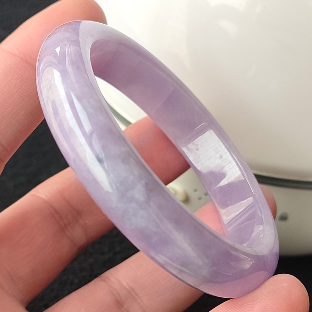 Certified Grade A Lavender 59mm Natural Burma Jade jadeite Bangle Bracelet